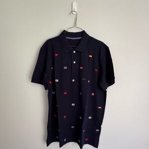 NWOT Brooks Brothers Navy Polo Slim Fit Embroidered Country Flags